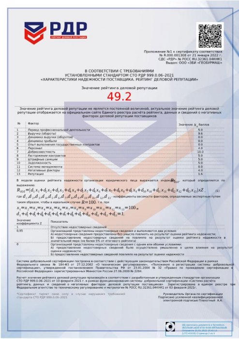 Сертификат РДР